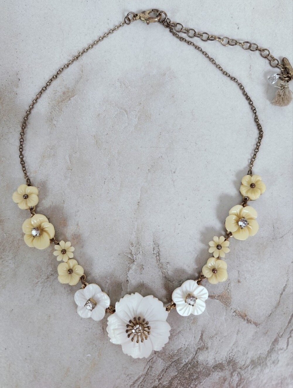 Lonna & Lilly Gold/White Mother of Pearl Flower Frontal 16.5" Necklace